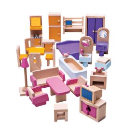 Bigjigs Toys Mobilier din lemn pentru casa de papusi, Bigjigs Toys