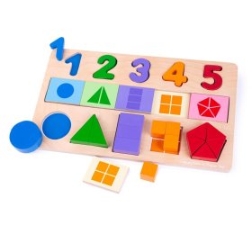 Bigjigs Toys Tablă didactică Numere, culori, forme, Bigjigs Toys