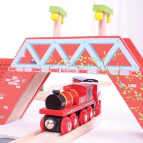 Locomotiva Bigjigs Rail Red cu tender + 3 sine, Bigjigs Rail