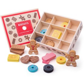 Bigjigs Toys Box cu biscuiti din lemn, Bigjigs Toys
