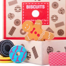 Bigjigs Toys Box cu biscuiti din lemn, Bigjigs Toys