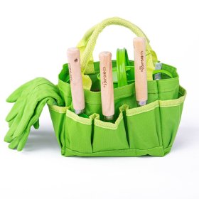Set de instrumente de grădină Bigjigs Toys în geantă de pânză verde, Bigjigs Toys