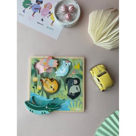 Vilac Puzzle de inserare senzorială Jungle, Vilac