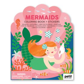 Carte de colorat cu autocolante Petit Collage Mermaid, Petit Collage