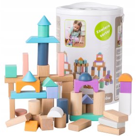 Cuburi de lemn în cutie - 100 buc, EcoToys
