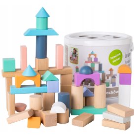 Cuburi de lemn în cutie - 50 buc, EcoToys