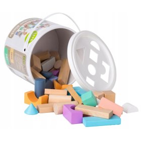 Cuburi de lemn în cutie - 50 buc, EcoToys