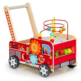 Walker din lemn - camion de pompieri, EcoToys