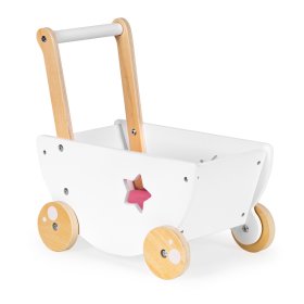 Carucior din lemn pentru papusi + premergator 2 in 1, EcoToys