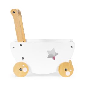 Carucior din lemn pentru papusi + premergator 2 in 1, EcoToys