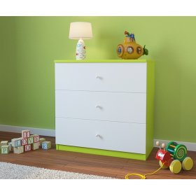 Dulapul cu sertare pentru copii –verde-alb