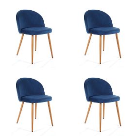 4 x Scaun tapițat din catifea SJ.075 Albastru