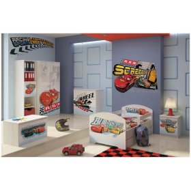 Noptiera pentru copii Cars - Decor din pin norvegian, BabyBoo, Cars
