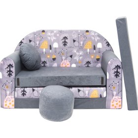Canapea pentru copii Forest cu o veverita - gri, Welox