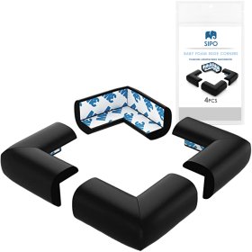SIPO Protectie cu spuma pentru colturi de mobila, negru - 4 buc, Sipo