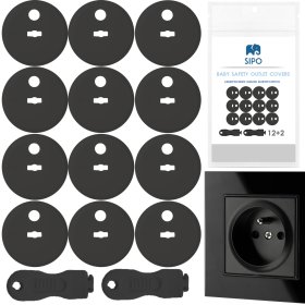 SIPO Huse de protectie pentru prize electrice, negre - 12 buc, Sipo