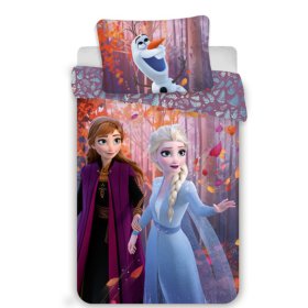 Lenjerie de pat pentru copii 140 x 200 cm + 70 x 90 cm Frozen Anna și Elsa