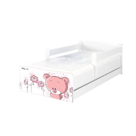 Pat copii MAX Pink Tedy Bear 160x80 cm - alb, BabyBoo
