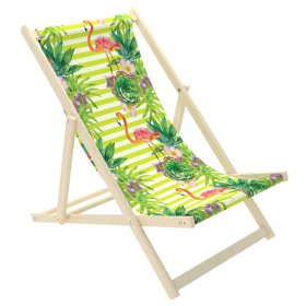 Scaun de plaja pentru copii Flamingo si flori tropicale, Chill Outdoor