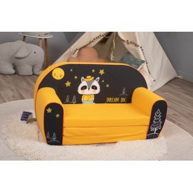Canapea pentru copii Raccoon - negru-galben, Delta-trade