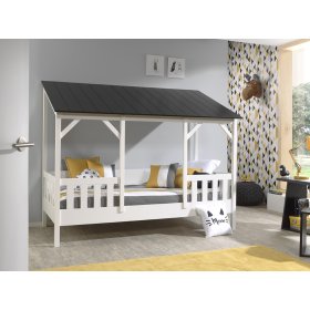 Pat pentru copii în formă de casă Charlotte - negru, VIPACK FURNITURE