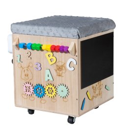 Scaun Montessori din lemn - natural/gri