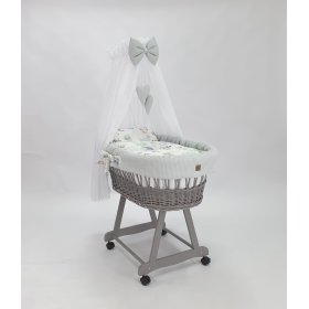 Pat din răchită cu echipament pentru un bebeluș - Arici, Ourbaby®