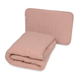 Pătură și pernă de muselină cu umplutură 100x135 + 40x60 - roz, Matex