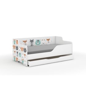 Pat pentru copii cu spătar LILU 160 x 80 cm - Animale, Wooden Toys