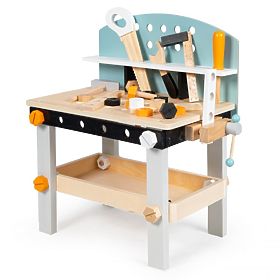 Atelier din lemn pentru copii, banc de lucru cu unelte, 38 de elemente ECOTOYS