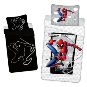 Lenjerie de pat cu efect strălucitor Spiderman 140 x 200 cm + 70 x 90 cm, Sweet Home, Spiderman