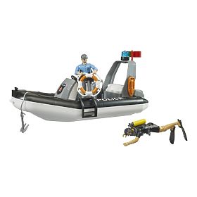 Barca de poliție Bruder cu polițist și scafandru - ambalaj deteriorat