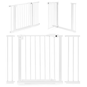Barieră de siguranță 74-105 cm pentru scări și uși, panouri suplimentare din oțel, albă ECOTOYS