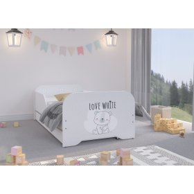 Pat pentru copii MIKI 160 x 80 cm - Ursuleț alb, Wooden Toys
