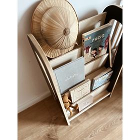 Bibliotecă pentru copii SLIM S - negru, baby wood