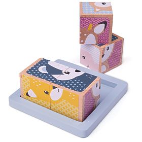 Bigjigs Baby Cuburi din lemn Woodland