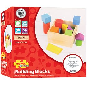Bigjigs Baby Primul set de cuburi din lemn 17 piese, Bigjigs Toys