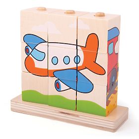 Bigjigs Baby Snap-on blocheaza mijloacele de transport