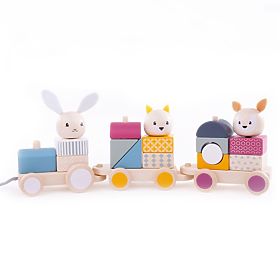 Bigjigs Baby Trenuleț de lemn cu animale, Bigjigs Toys