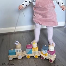 Bigjigs Baby Trenuleț de lemn cu animale