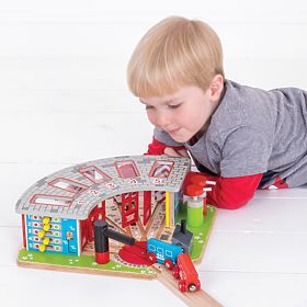 Bigjigs Rail Depo exclusiv pentru 5 trenuri