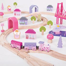 Bigjigs Rail Linie mare de tren prințesă din lemn