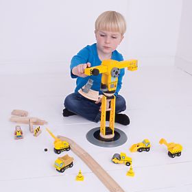 Bigjigs Rail Macara și mașini de construcții