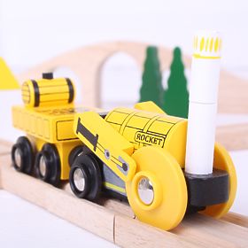 Bigjigs Rail Replica locomotivei istorice Rocket + 2 șine