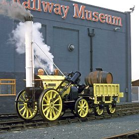 Bigjigs Rail Replica locomotivei istorice Rocket + 2 șine