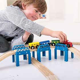 Bigjigs Rail Set șine din lemn pentru construcția podului