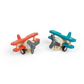 Bigjigs Toys Avion din lemn cu arc biplan 1 buc, Bigjigs Toys