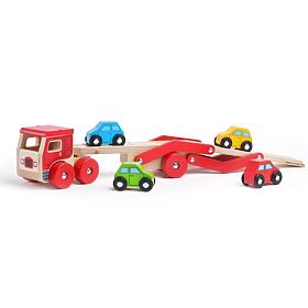 Bigjigs Toys Camion de lemn cu mașini, Bigjigs Toys