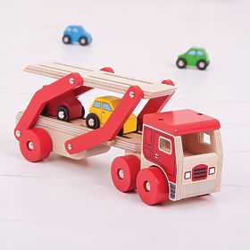 Bigjigs Toys Camion de lemn cu mașini, Bigjigs Toys