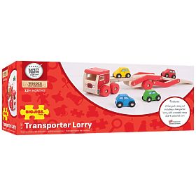 Bigjigs Toys Camion de lemn cu mașini